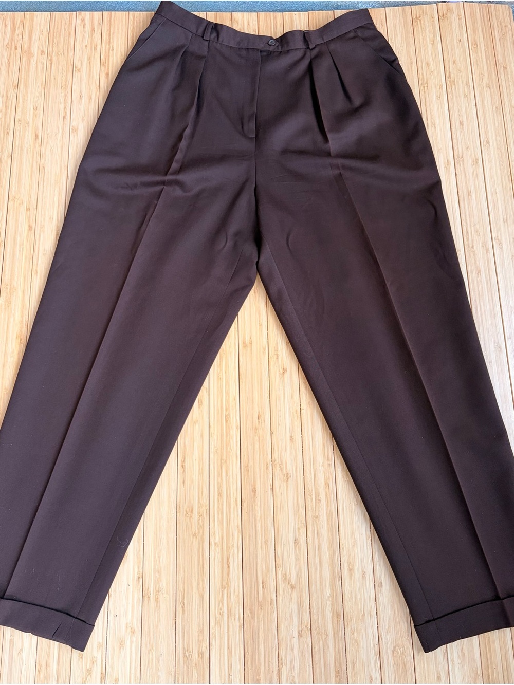 Lauren Ralph Lauren Womens High Rise Wool Pleated Trousers Brown Vintage Style